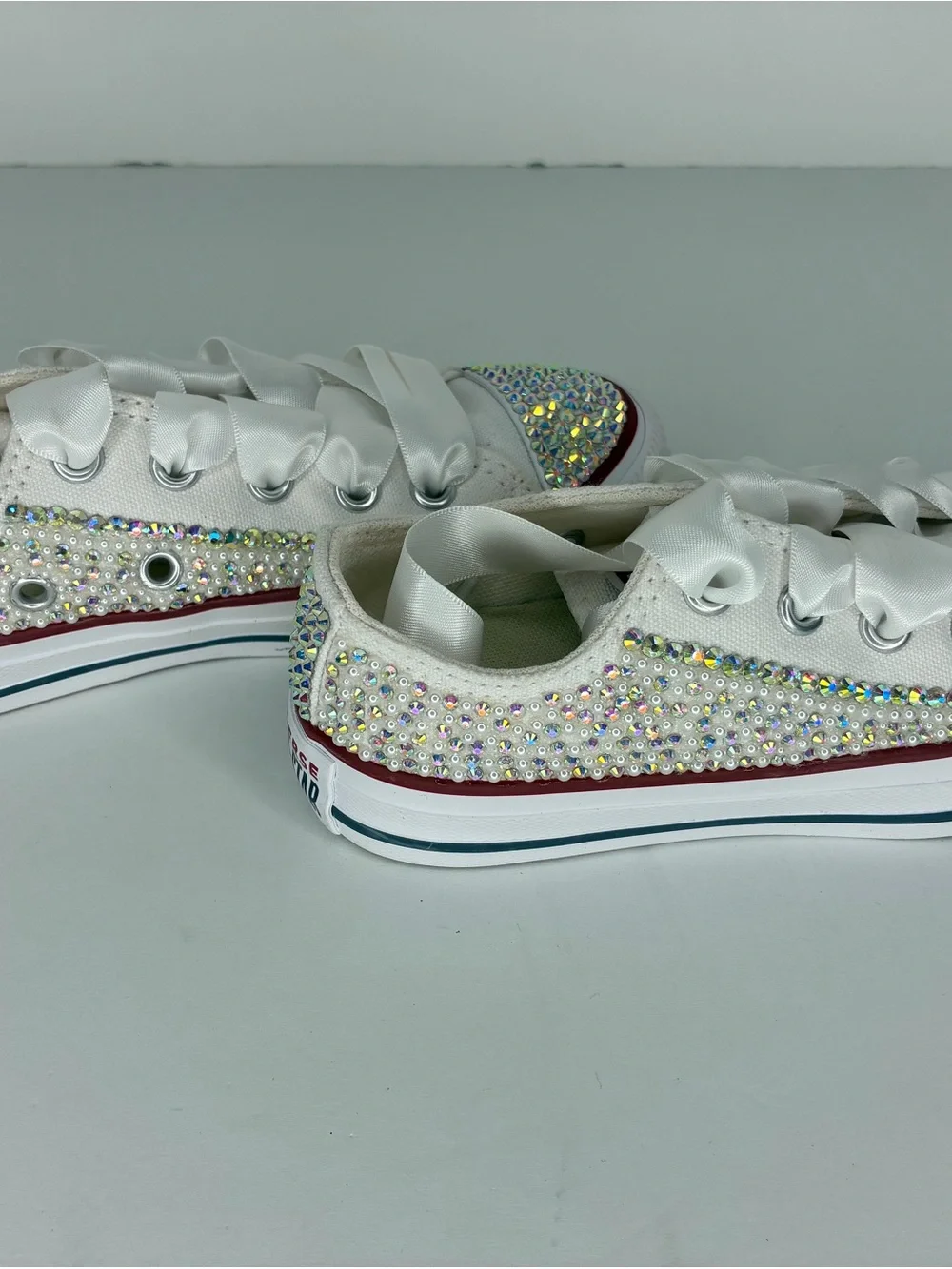 Converse White Crystal-Embellished Kids Sneakers